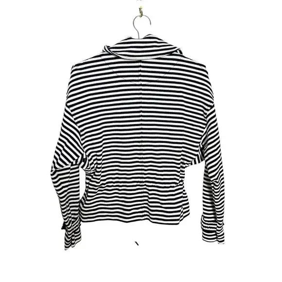 CAbi #5654 Women Medium Blue/White Nautical Striped Harbor Jacket Drawstring S - Picture 11 of 13